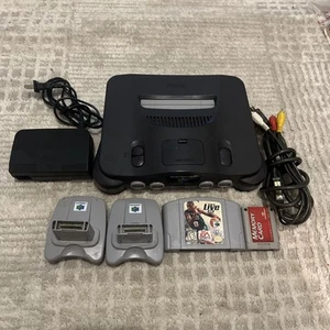 Nintendo 64 N64 Console NUS-001 w/ Cords & jumper Pack transfer Pak memory card - Picture 1 of 19