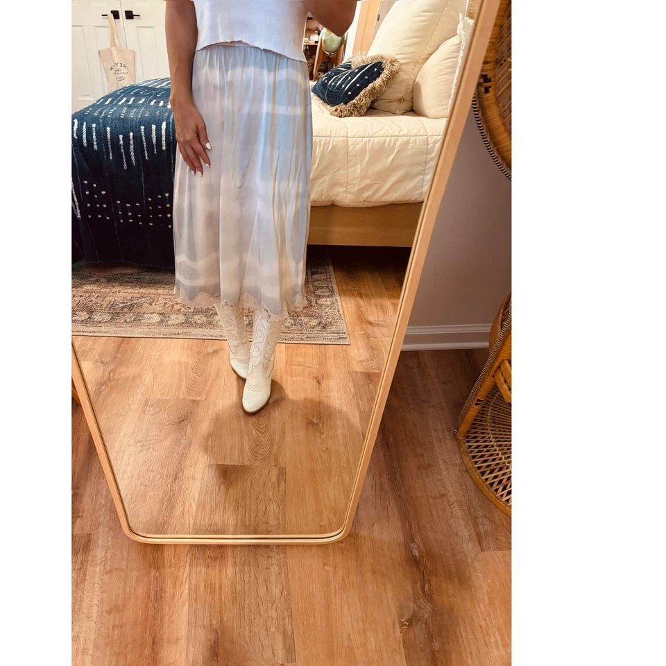 Vintage Gray Shibori Hand Dyed Shadowline Slip Skirt - Large - Image 1 of 4