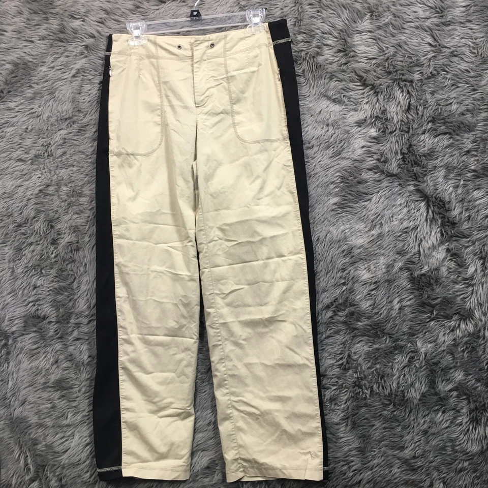 Danskin Now 裤子女式中号 8/10 Petite 32X29 棕褐色燕尾服拉链口袋 — 第 1/4 张图片