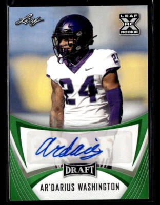 2021 Leaf Draft #BA-ADW Ar'Darius Washington Autographs Green - Image 1 of 2
