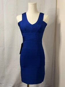 New Bebe Bandage Dress Imperial Nights Blue Size XS SHIPS FREE TODAY - Picture 1 of 16