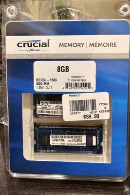 Crucial 16GB 2x8GB PC3-12800 DDR3 1600MHz RAM for MACBOOK PRO AND OTHER LAPTOPS. - Image 1 of 4