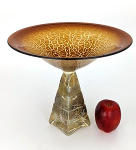 Artisan Art Glass Crackle Pyramid Bowl - Signed Willsea / O'Brien - Picture 1 of 2