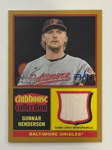 2025 Topps Heritage Gunnar Henderson Clubhouse Collection Hand #'d Relic #77/99. - Picture 1 of 2