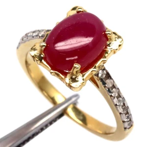 925 Plata 8 x 10 Mm. Rubí Rojo & Blanco Circonita Dos Tonos Joyería Anillo Talla - Imagen 1 de 4