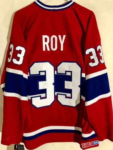 CCM Ribbed Knit LS NHL Jersey Montreal Canadiens Patrick Roy Red sz S Cover