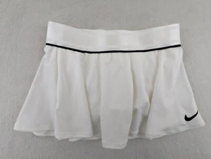 Nike Girls sz S Court Flouncy Skirt Skort white black shorts underneath 0101 - Picture 1 of 5