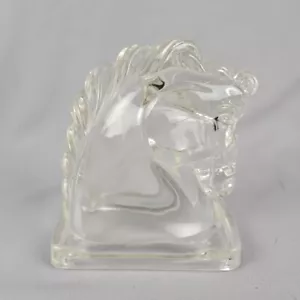 Federal Glass Horse Head Bookend Vtg Candy Container Clear Pressed Glass Hollow - Picture 1 of 9