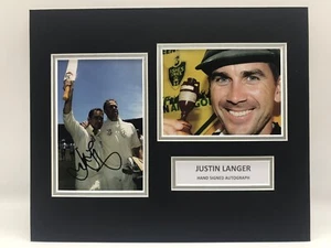 RARE Justin Langer Australia Cricket Signed Photo Display + COA AUTOGRAPH ASHES - Picture 1 of 3