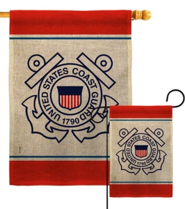 US Coast Guard Burlap Garden Flag Armed Forces Decorative Gift Yard House Banner - Picture 1 of 17