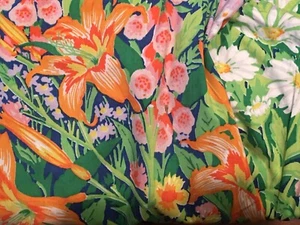 Floral Lily Full Double Fitted Sheet COTTON Blend Vintage - Picture 1 of 3