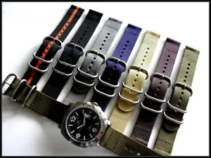 20mm Black NATO G10 2pc UTC scuba Nylon watch band Military dive strap IW SUISSE - Picture 1 of 13