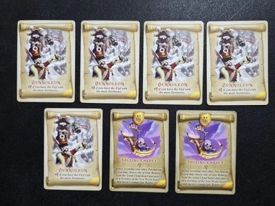 Lote de 7 piezas, tarjetas promocionales de juego de mesa Bunny Kingdom: Bunnoleon & Falling Carpet Foto 1 de 4