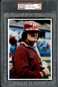 1980 Topps Superstar #19 Pete Rose - PSA 9 (5x7 Photo) White Back - Picture 1 of 2