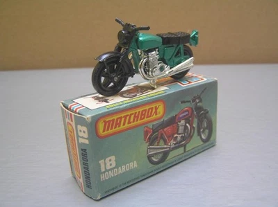 Matchbox #18 Hondarora Honda Motorcycle metallic green color Lesney England MIB - Image 1 of 4
