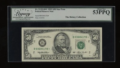 DBR 1993 $50 FRN New York STAR Fr. 2125-B* Legacy 53 PPQ Serial B03684178* - Image 1 of 2