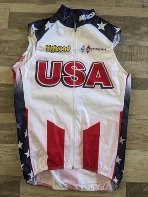 USA Cycling Vest Size S Unisex BioRacer Full Zip & Pockets Patriotic USA - Image 1 of 4
