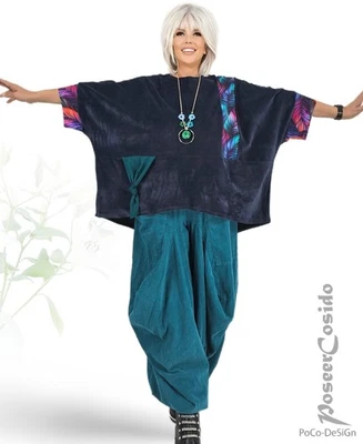 LAGENLOOK Pullover Nicki Überwurf dunkel-blau 46 48 50 52 54 56 58 XL-XXL-XXXL - Bild 1 von 4