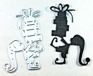 Elf Carrying Stack Christmas Presents GiftsSanta Standard Metal Dies 2" x 2.75" - Picture 1 of 1