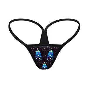 Womens Mini Thong Micro G-string Panties Christmas Bikini Underwear Black L - Picture 1 of 3