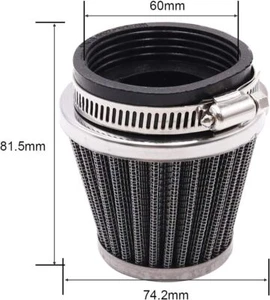 SILVER AIR FILTER 60mm Cone For Honda Kawasaki Suzuki Yamaha Motorcycle AF26 - Picture 1 of 6