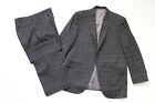 Daniel Cremieux Loro Piana Super 130S Gray Wool Plaid 2 Button Suit 40R
