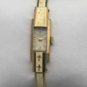 Vintage Spritzer Fuhrman Bangle Watch 11mm Gold Filled Manual Swiss Fleur de Lis - Picture 1 of 16