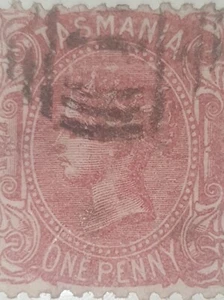 UNLISTED VARIETY Tasmania 1d QV Sideface Maroon - w/ Flaws - Picture 1 of 3