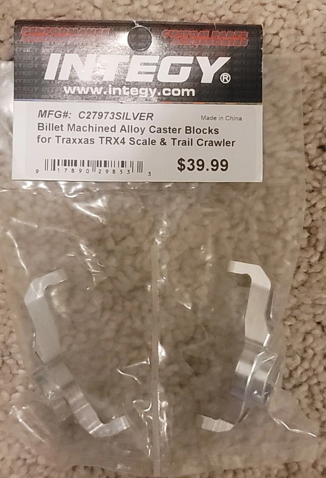 Integy Billet Machined Alloy Caster Blocks for Traxxas TRX-4 - Silver - Image 1 of 1