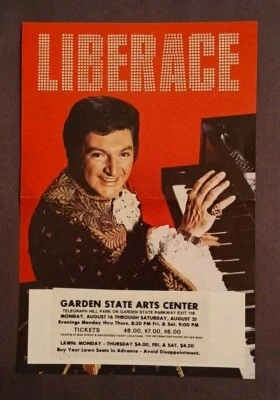 Publicidad de concierto Liberace Garden State Arts Center NJ piano 1971 vintage Foto 1 de 3