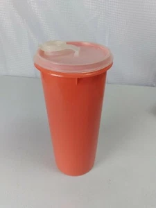 Vintage TUPPERWARE Orange Tall Round Cannister #262-5 w Lid & Pour Spout 32 oz.* - Picture 1 of 12