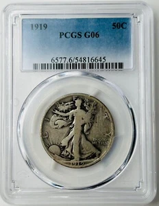1919 P Walking Liberty Half Dollar PCGS G6 (PCGS Pop 64 Total Mintage 962k) - Picture 1 of 8