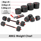 20/30/40Kg Dumbbells Set Barbell Pair Free Weights Adjustable Gym Body Building