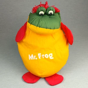 EURO PLAY Mr. Frog Grün Gelb ❤️ Knautschi Ballonseide Vintage Stofftier Kuschel - Bild 1 von 7