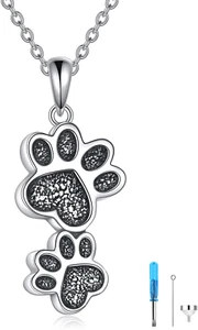 Paw Cremation Memorial Urn Necklace for Dog Cat Pets Ashes 925 Sterling Silver - Picture 1 of 6
