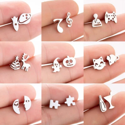 UK Women's Girl 925 Silver Plating Earrings Cute Ear Stud Jewelry Gifts Fashion - Image 1 of 4