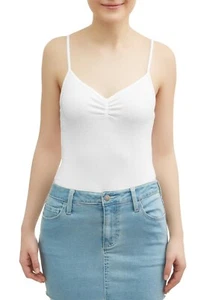 No Boundaries Women's Juniors Rib Cami Shirt Large (11-13) White Cinched Neck - Picture 1 of 2