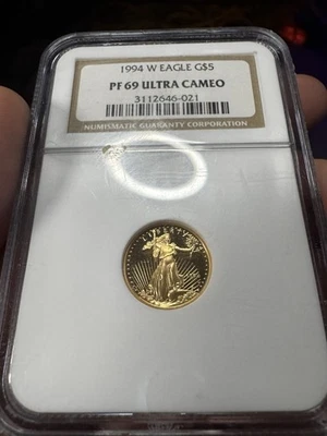 1994-W $5 GOLD EAGLE 1/10 Oz.  NGC PF69 PROOF PR69 Ultra Cameo - Image 1 of 2