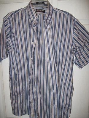 Kirkland Blue/White/Beige Striped Button-Down Shirt Men's Large - Image 1 of 3