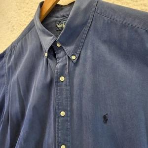 Ralph Lauren Shirt Mens XL Long Sleeve Silk Blend Blue Pony Blake Soft - Picture 1 of 18