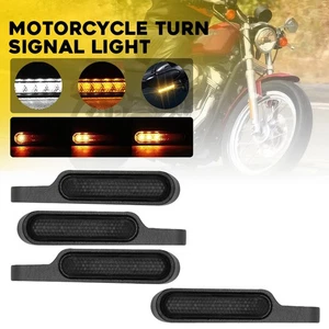 4pcs Handlebar LED Turn Signals Motorcycle Running Light DRL Blinker Black 8MM - Picture 1 of 13