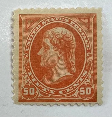 Franqueo de Estados Unidos Scott #260, 50 centavos naranja Jefferson, como nuevo y nuevo, centrado Foto 1 de 2