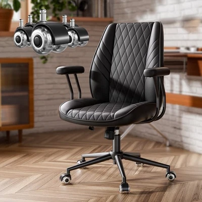 Silla de Oficina de Cuero Moderna 350LBS Ergonómica Giratoria Silla de Computadora Ajustable Foto 1 de 4