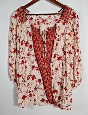 Cato Est 1946 Womens Faux Wrap Floral Peasant Top Size 18W Boho Festival Office - Image 1 of 4