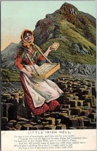 Poema postal de saludos "LITTLE IRISH NELL" c1910s Giant's Causeway, IRLANDA - Imagen 1 de 2