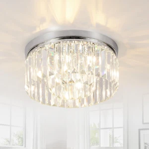 Lampadario Moderno in Cristallo, Plafoniera in Cristallo a 6 Luci per Soggiorno, - Foto 1 di 12
