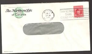 1945 Canada commercial cover. Winnipeg Manitoba. Northern Life address F/VF