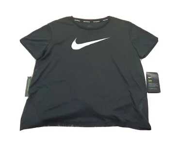 Nike Women's Miler Top Dry-Standard Fit Nike Running Shirt Black/Grey NWT Large  - Image 1 of 4