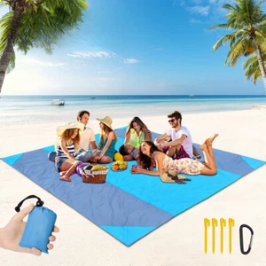Manta de playa de bolsillo impermeable de 2x2,1 m plegable alfombra de camping colchón portátil nueva - Imagen 1 de 15