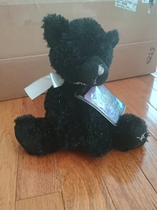 russ berrie Shining Stars Black Cat Plush Stuffed Kitty Green Eyes With Tags - Picture 1 of 3